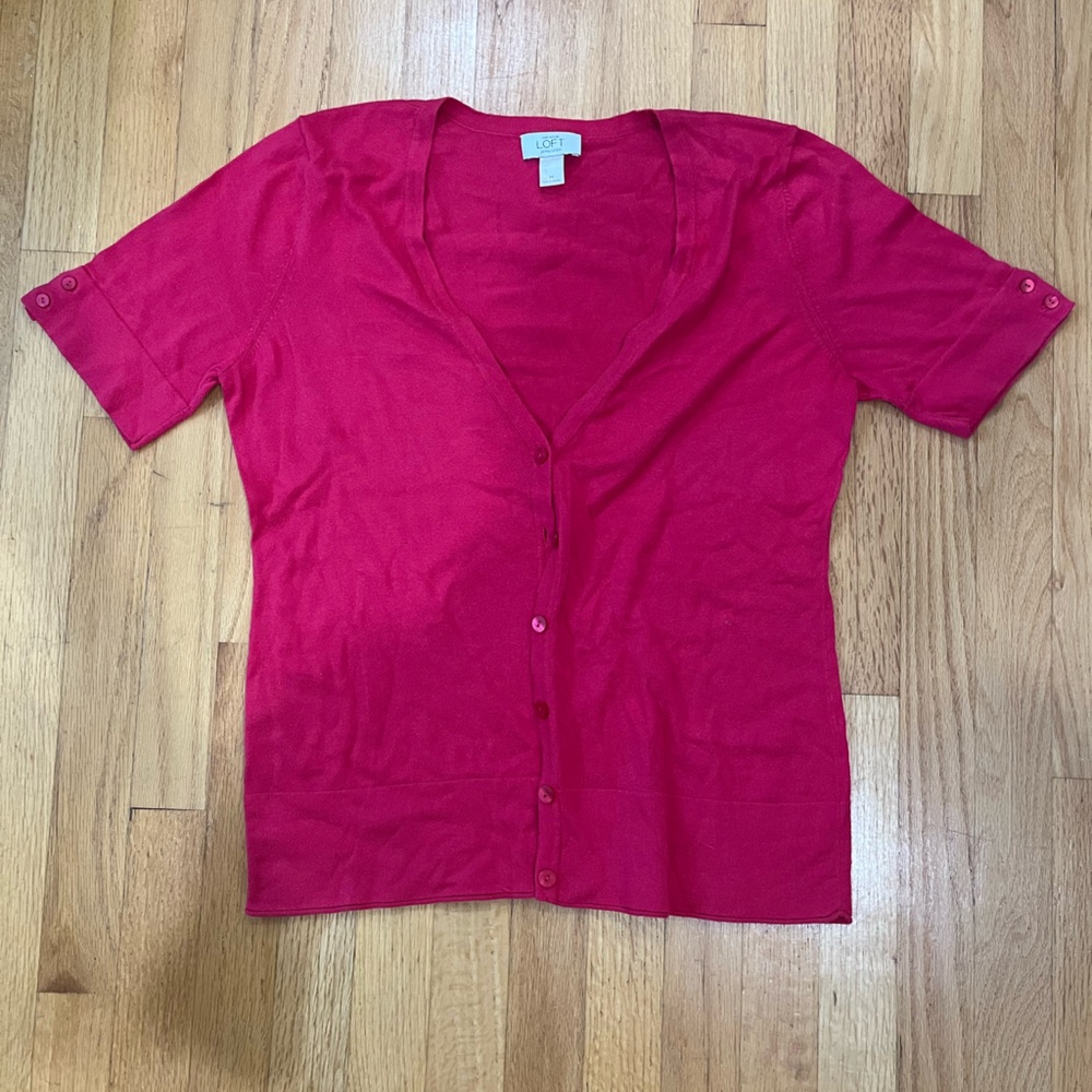 LOFT Pink Buttoned Cardigan
